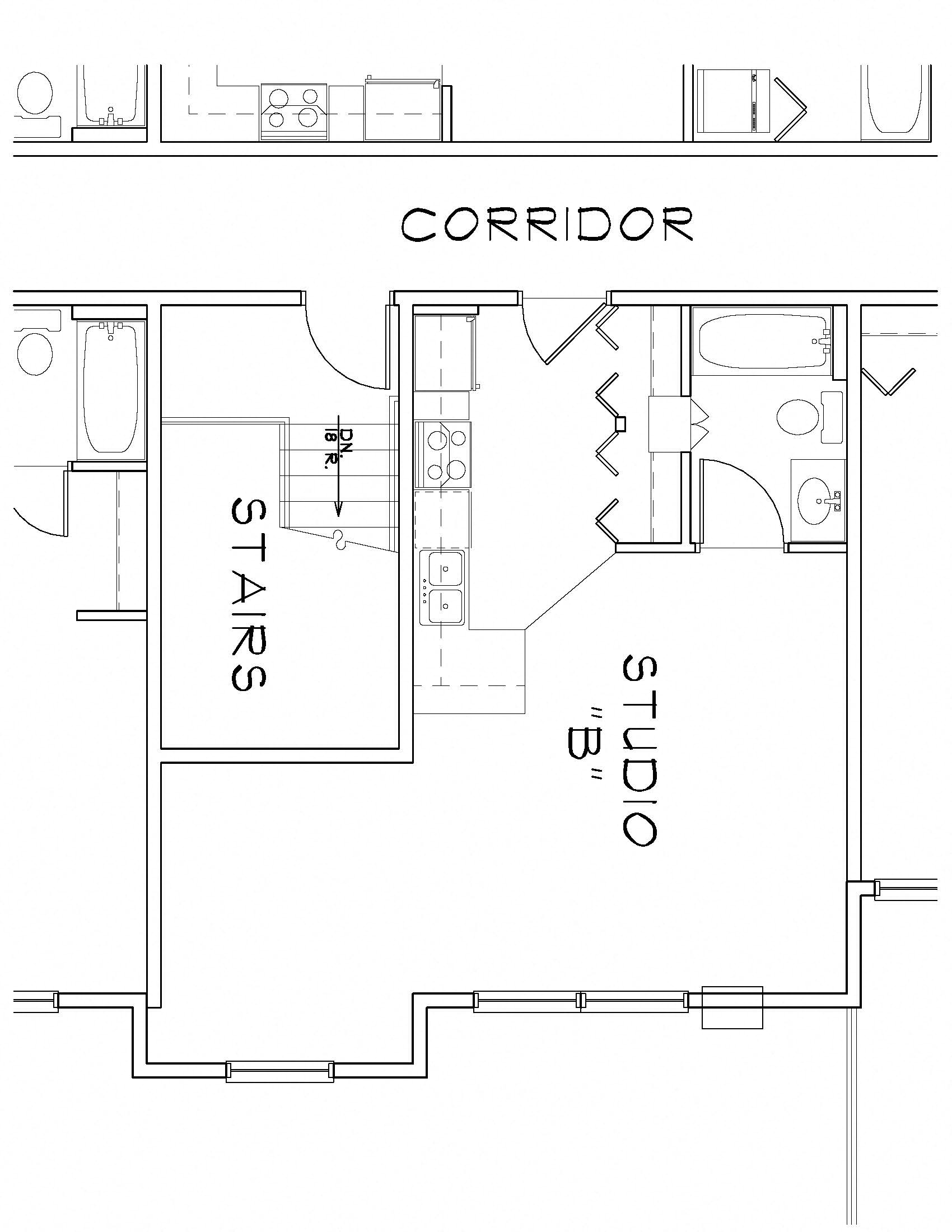 Floor plan for studio, 1 bath, 513 sqft